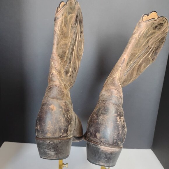 J.B. Dillon Womens Western Cowgirl Boots Size 11 B Brown Goat Leather JBW2300 - Picture 12 of 16